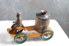 Tin Steam Automobile Toy with Driver 7" Long