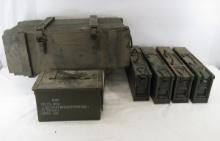 5 Metal & 1 Large Wood Ammo Case