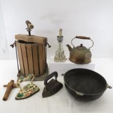 Cider Press, Cast Iron Pan, Kettle and more