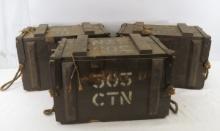 3 1960s 303 British Wood Ammo Crates
