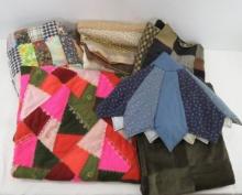 Vintage Hand Made Crazy Quilt and Lap Quilts