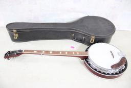 Hondo II Five String Banjo in Case