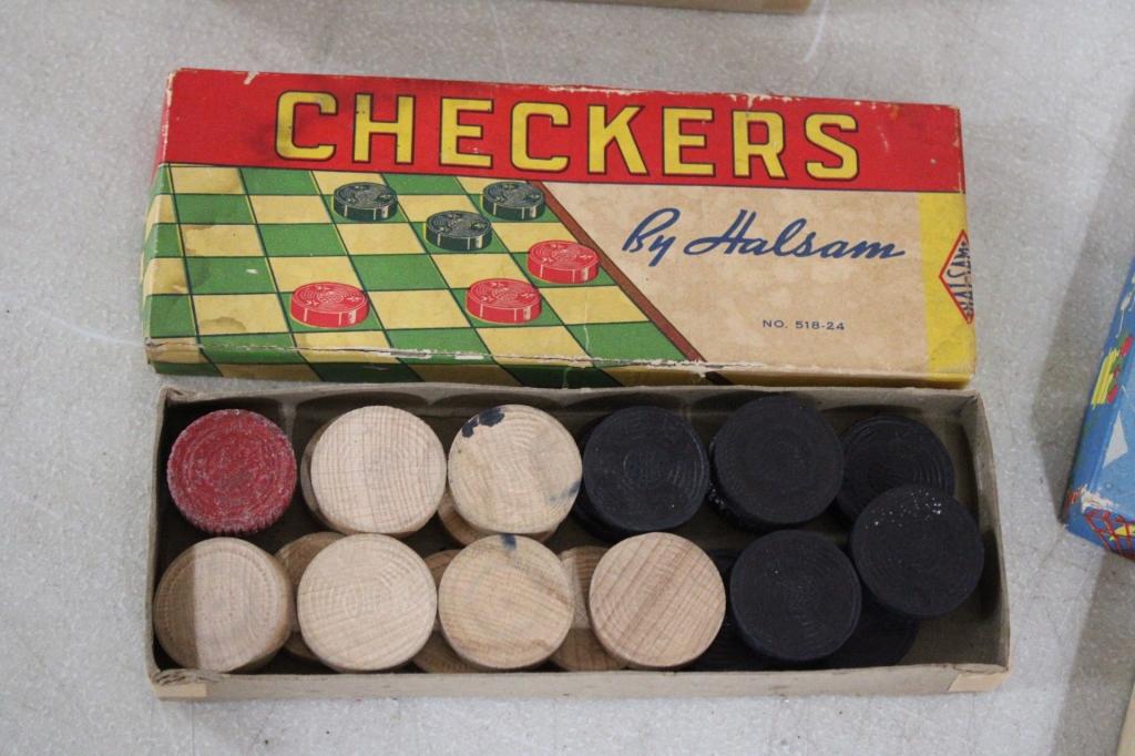 Vintage Games Checkers, Dominoes, Tiddledy Winks