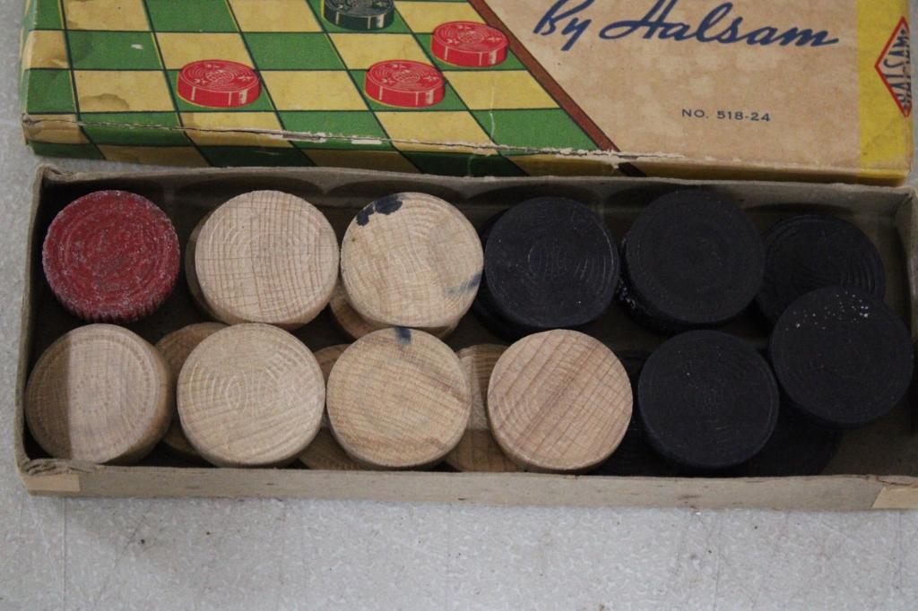 Vintage Games Checkers, Dominoes, Tiddledy Winks