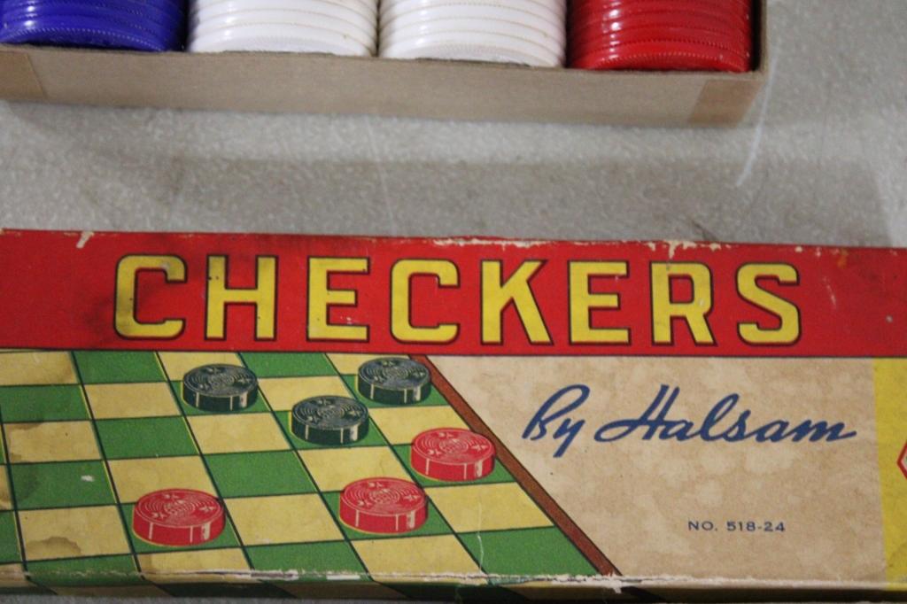 Vintage Games Checkers, Dominoes, Tiddledy Winks