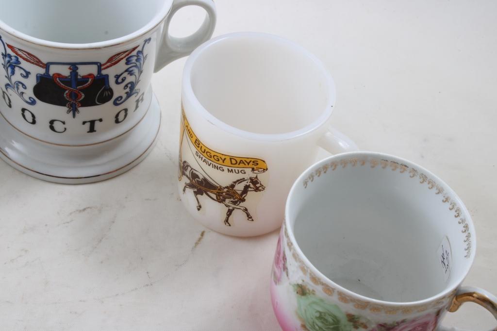 6 Antique Shaving Mugs