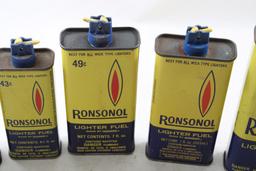 6 Ronsonol Lighter Fluid Empty Tin Cans