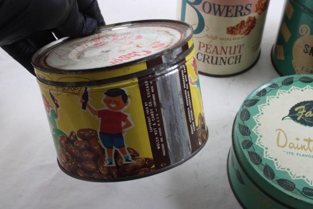 6 Vintage Candy & Nut Advertising Tins