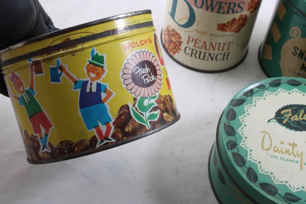 6 Vintage Candy & Nut Advertising Tins