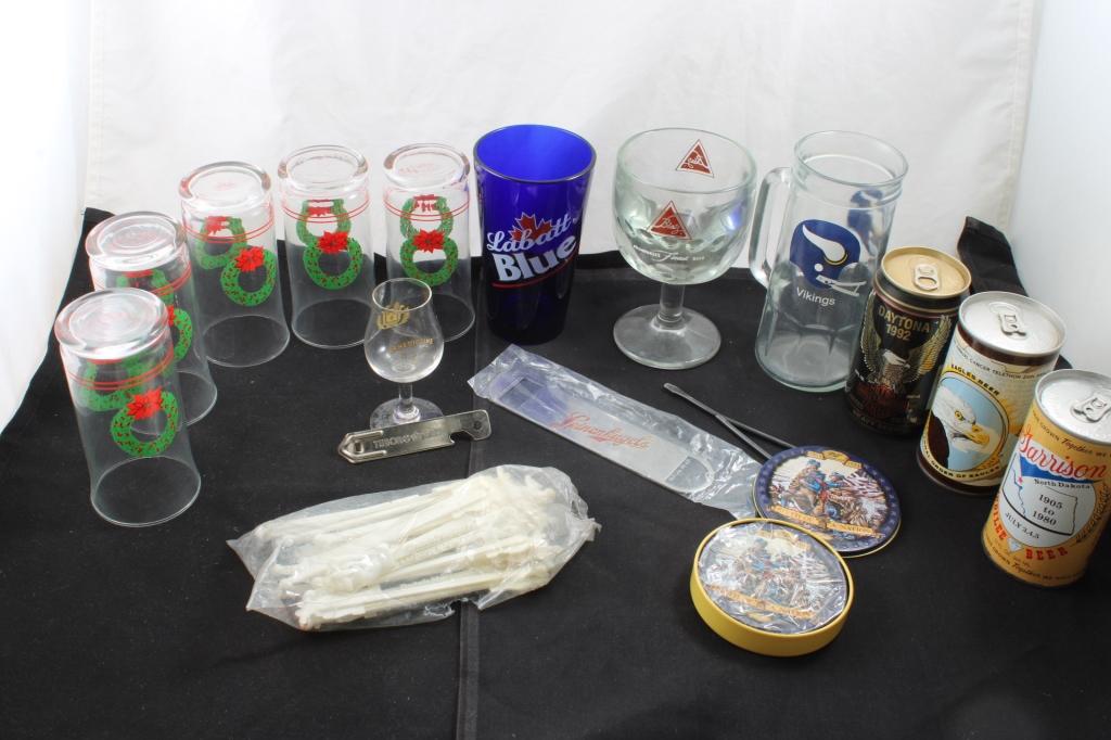 Coasters, Glasses, Cans, Openers, Swizzle Sticks