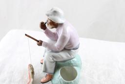 Black Americana Fisherman Figurine 5 1/2" Tall