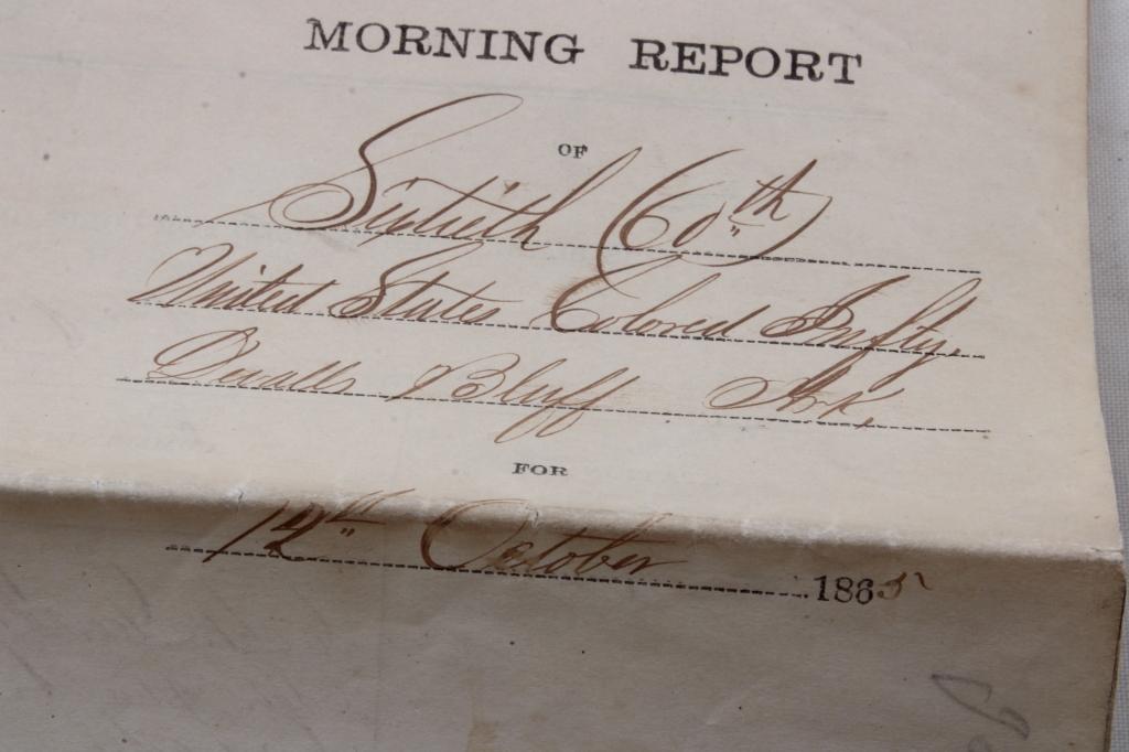 1865 Sixtieth U S Colored Infantry Morning Report