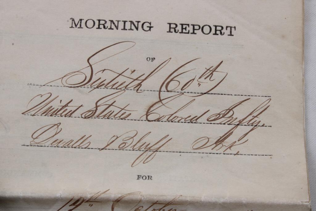 1865 Sixtieth U S Colored Infantry Morning Report