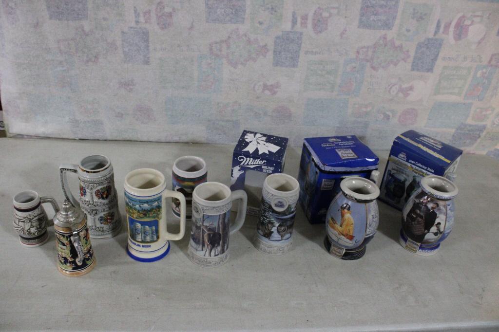 9 Assorted  Collector Beer Steins