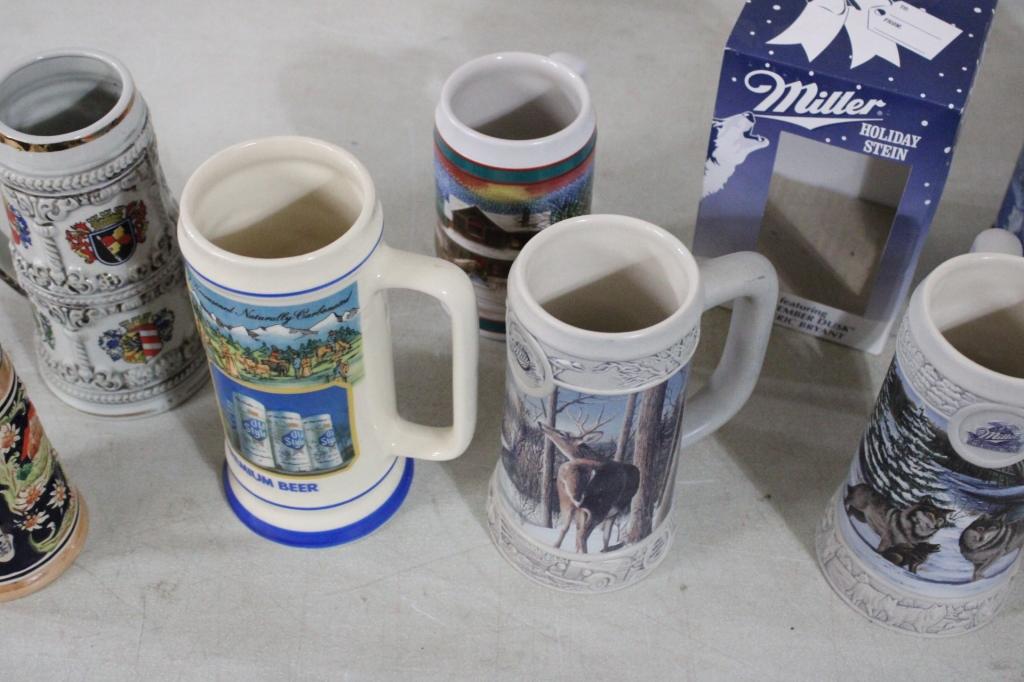 9 Assorted  Collector Beer Steins