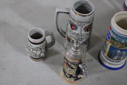 9 Assorted  Collector Beer Steins