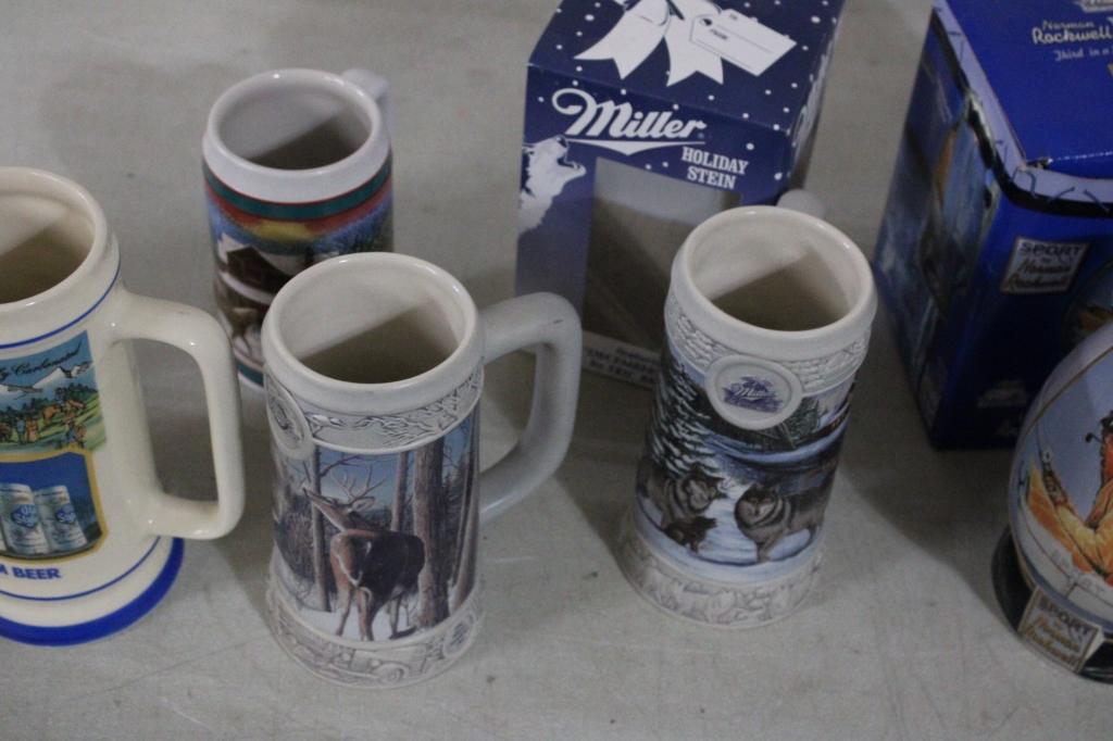 9 Assorted  Collector Beer Steins