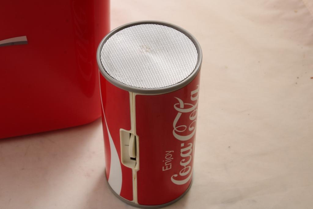 2 Coke Radios Can & Cooler both Work, Bear Figure