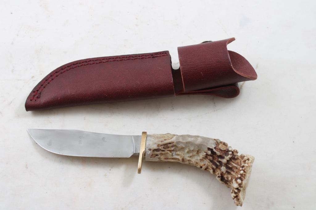 Custom Made Stag Handle Fixed Blade Knife