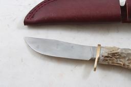 Custom Made Stag Handle Fixed Blade Knife