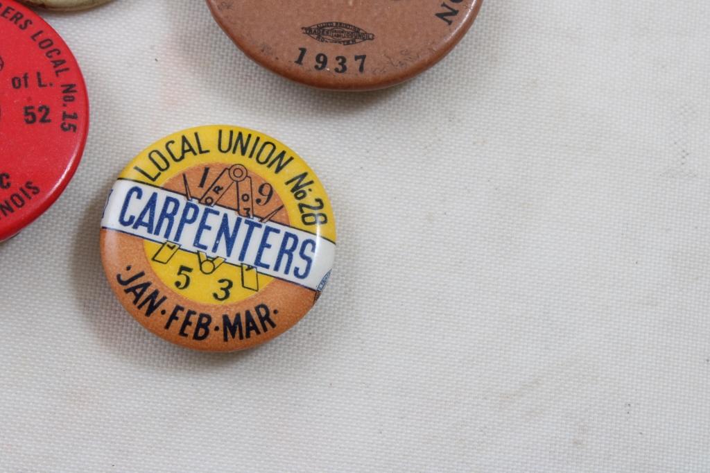 1930's, 40's, 50's AFL Union Workers Pinbacks