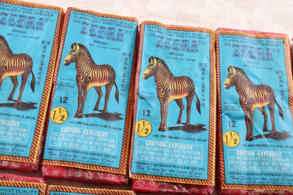 Lot of Vintage Zebra Firecrackers Unopened