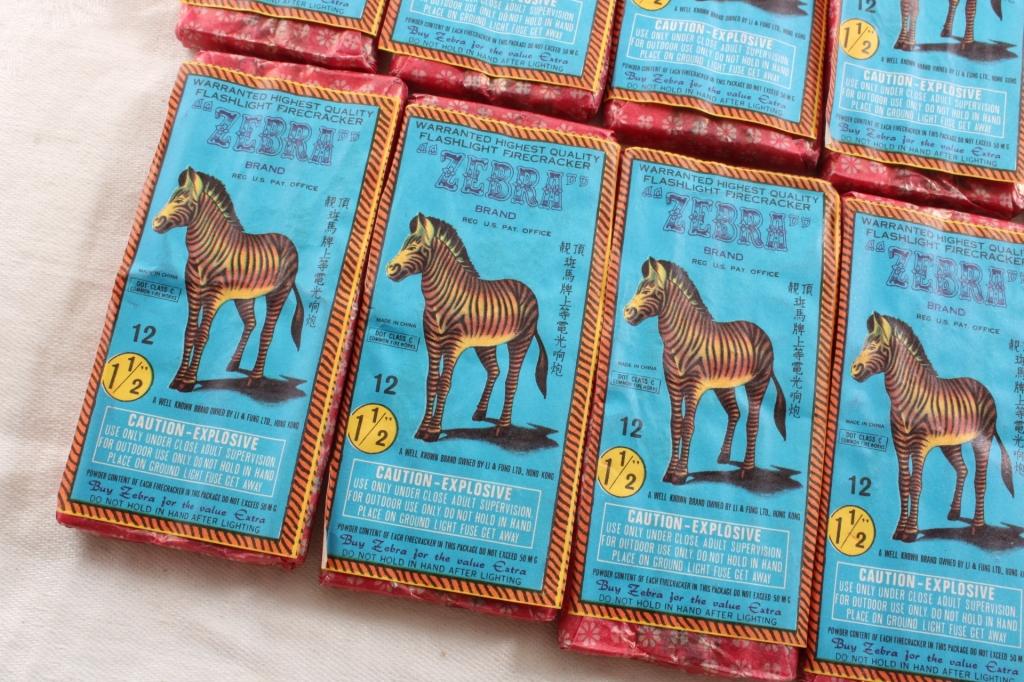 Lot of Vintage Zebra Firecrackers Unopened