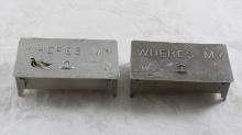 2  Aluminum Souvenir Cufflink Empty Boxes