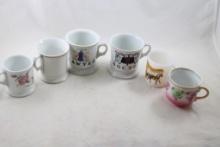 6 Antique Shaving Mugs