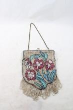 1920's Multi Color Seed Bead Flapper Floral Purse