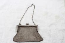 Sterling Silver Chatelaine Mesh Purse Embossed