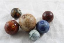 6 Antique Bennington Clay Marbles