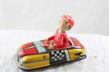 Marx Wind-Up Tin Car w/Bobblehead Man Works