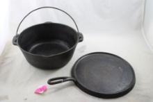 Cast Iron Wagner Ware Griddle & 5 Qt Dutch Oven