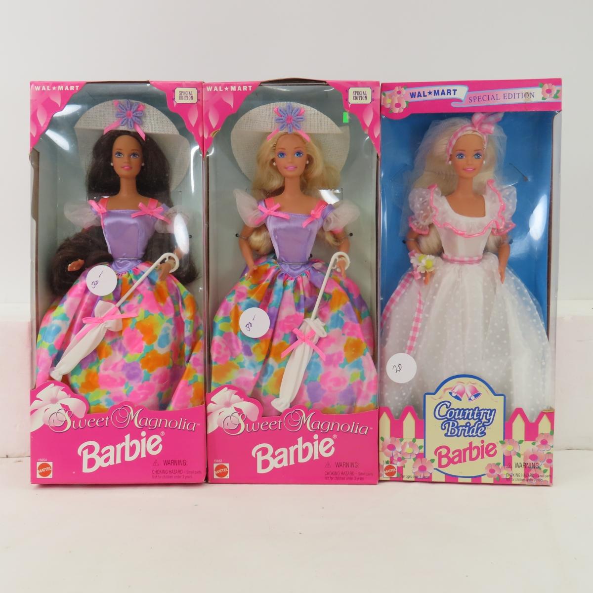 12 Vintage Walmart Exclusive Barbie Dolls in Box