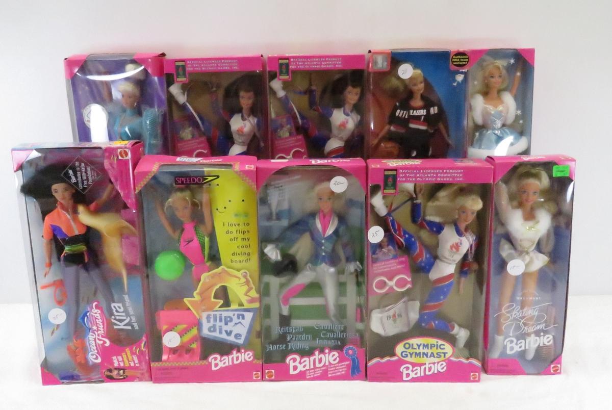 10 Vintage Sports Barbie Dolls in Box
