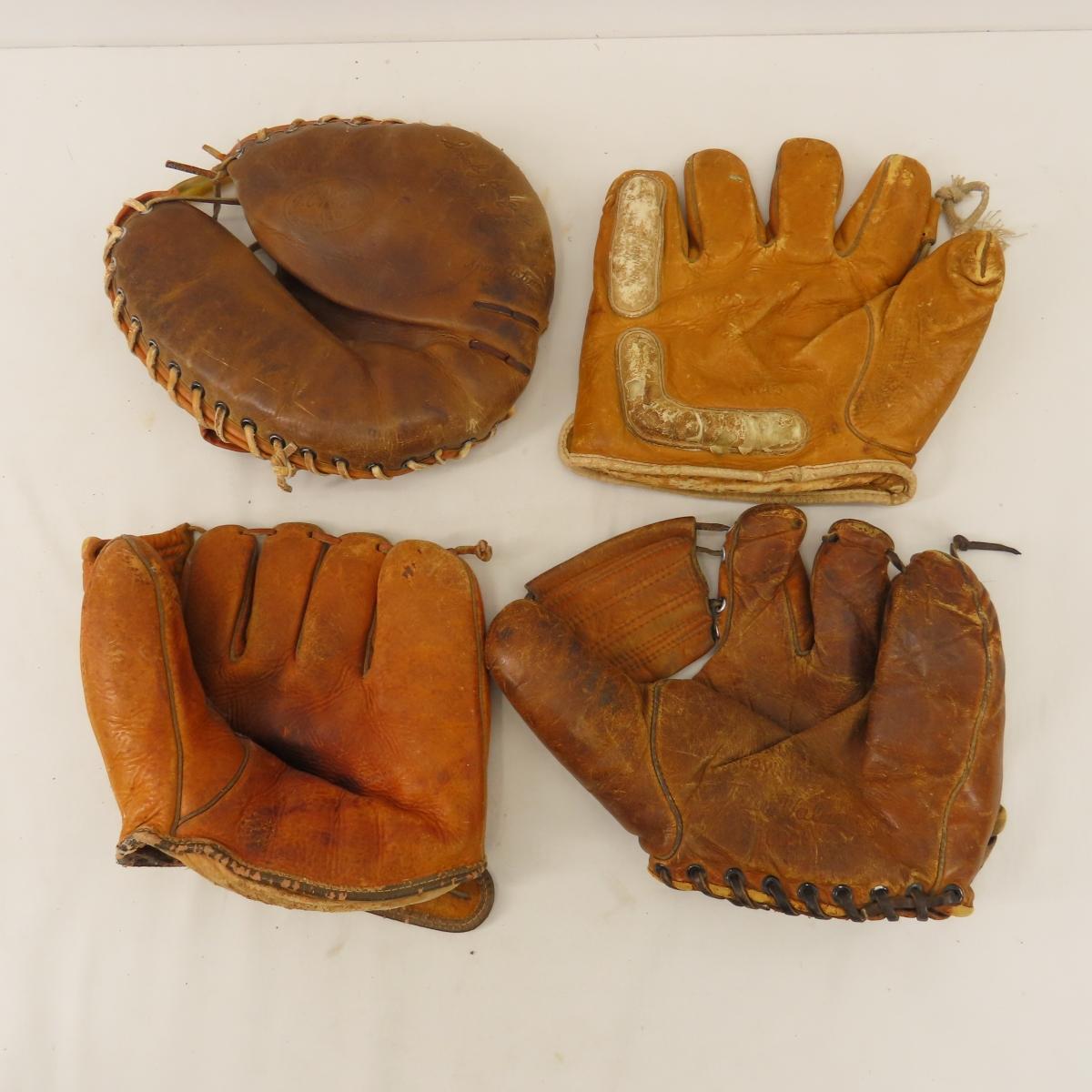 Vintage Baseball Gloves, Balls & Books