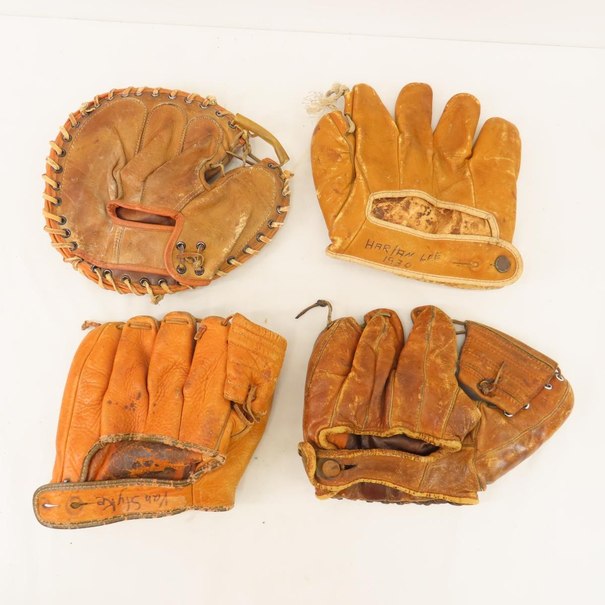 Vintage Baseball Gloves, Balls & Books