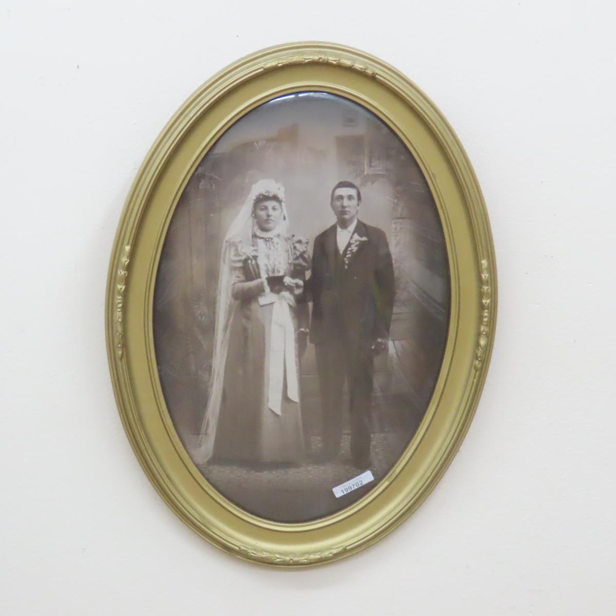 Antique Wedding Photo in Oval Frame