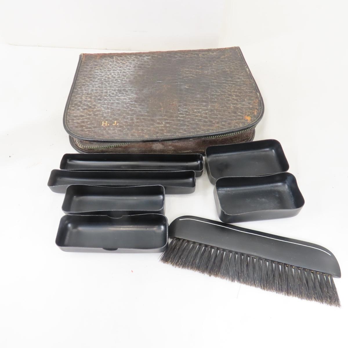 Antique Men's Dop Kit, Mirror, Razors, & More