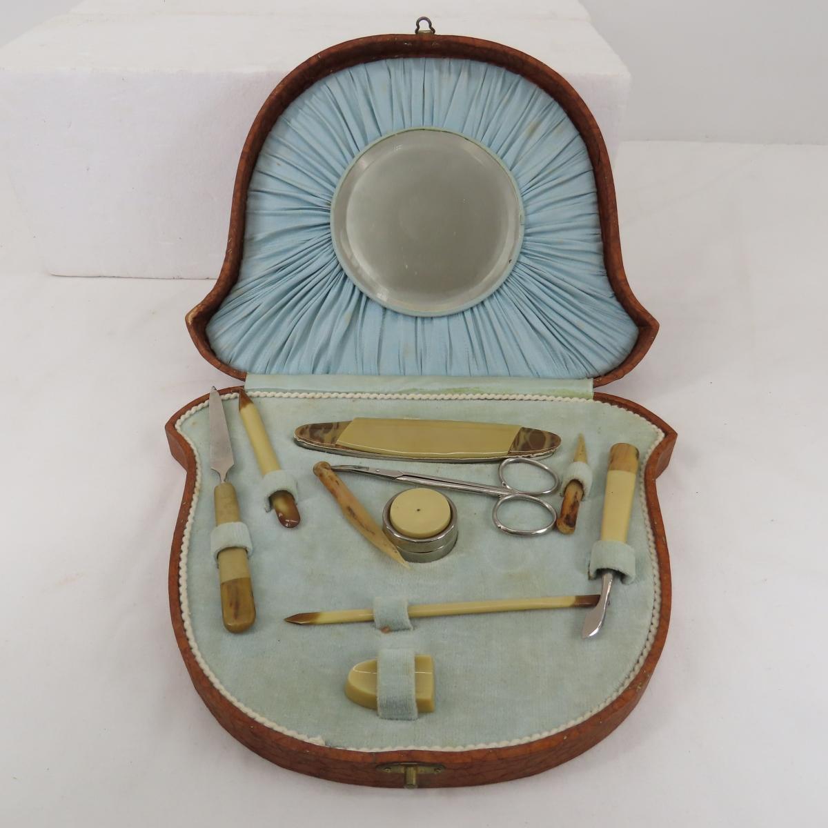 Antique Manicure Sets, Brush & Powder Jar