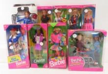 7 Barbie, Christie & Becky Dolls in Box