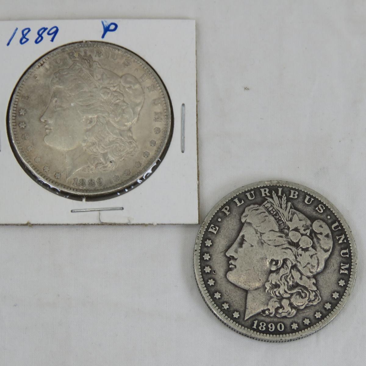 1889 & 1890 O Morgan Silver Dollars