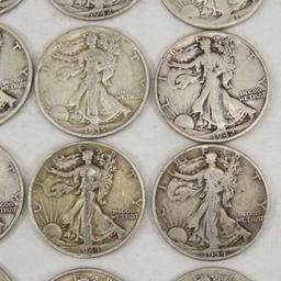 20 Walking Liberty Silver Half Dollars