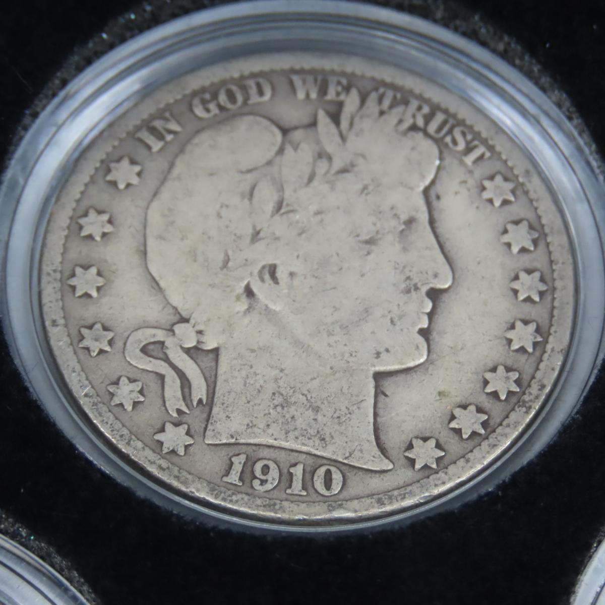 Set of 5 Barber Half Dollars in case