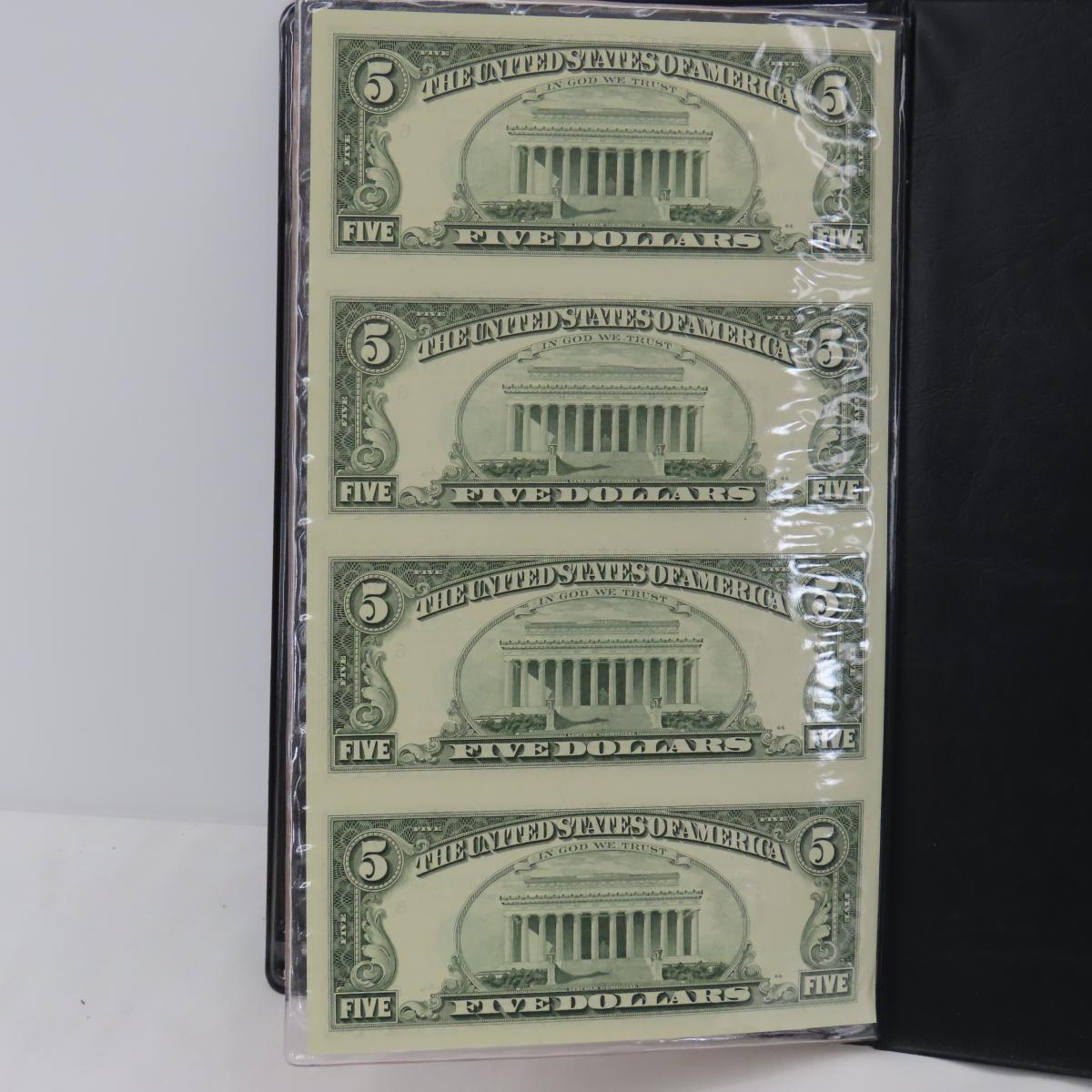 4 1995 $5 & 4 2003 A $1 Uncut Notes in Folios