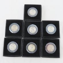 7 Standing Liberty Quarters in holders 1941-1947