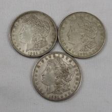 1921 P,D,S Morgan Silver Dollars