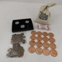 Coin Vault Wheat Cent bag, rolls, copper rounds