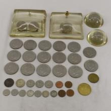 US Coins and coin paperweights